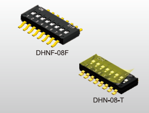 Image 6313_31566_1 - DIPTRONICS - DHN-08F-T-V - Série: DHN(F) - Type: CMS Bas profile - Entraxe (mm): 6.7 - Pas (mm): 1.27 - Circuit: 8 - Tension d'Isol (VAC): 300 - Temp Min (°C): -40 - Temp Max (°C): +85 - Durée de vie (Cycles): 1000 - Emballage: Tube - Conditionnement: 40