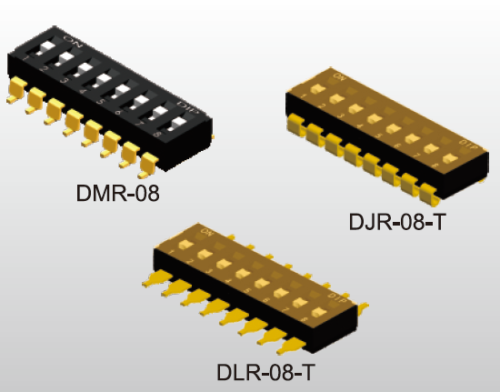 Image 6316_31581_1 - DIPTRONICS - DSMD08-2.54 - Série: DM - Type: CMS - Entraxe (mm): 6.62 - Pas (mm): 2.54 - Circuit: 8 - Tension d'Isol (VAC): 500 - Temp Min (°C): -20 - Temp Max (°C): +85 - Durée de vie (Cycles): 2000 - Emballage: Tube - Conditionnement: 22